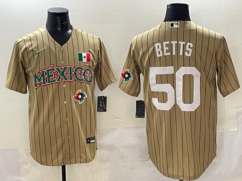 Men Mexico #50 Betts Brown Stripe Joint Name 2025 Nike MLB Jersey style 8